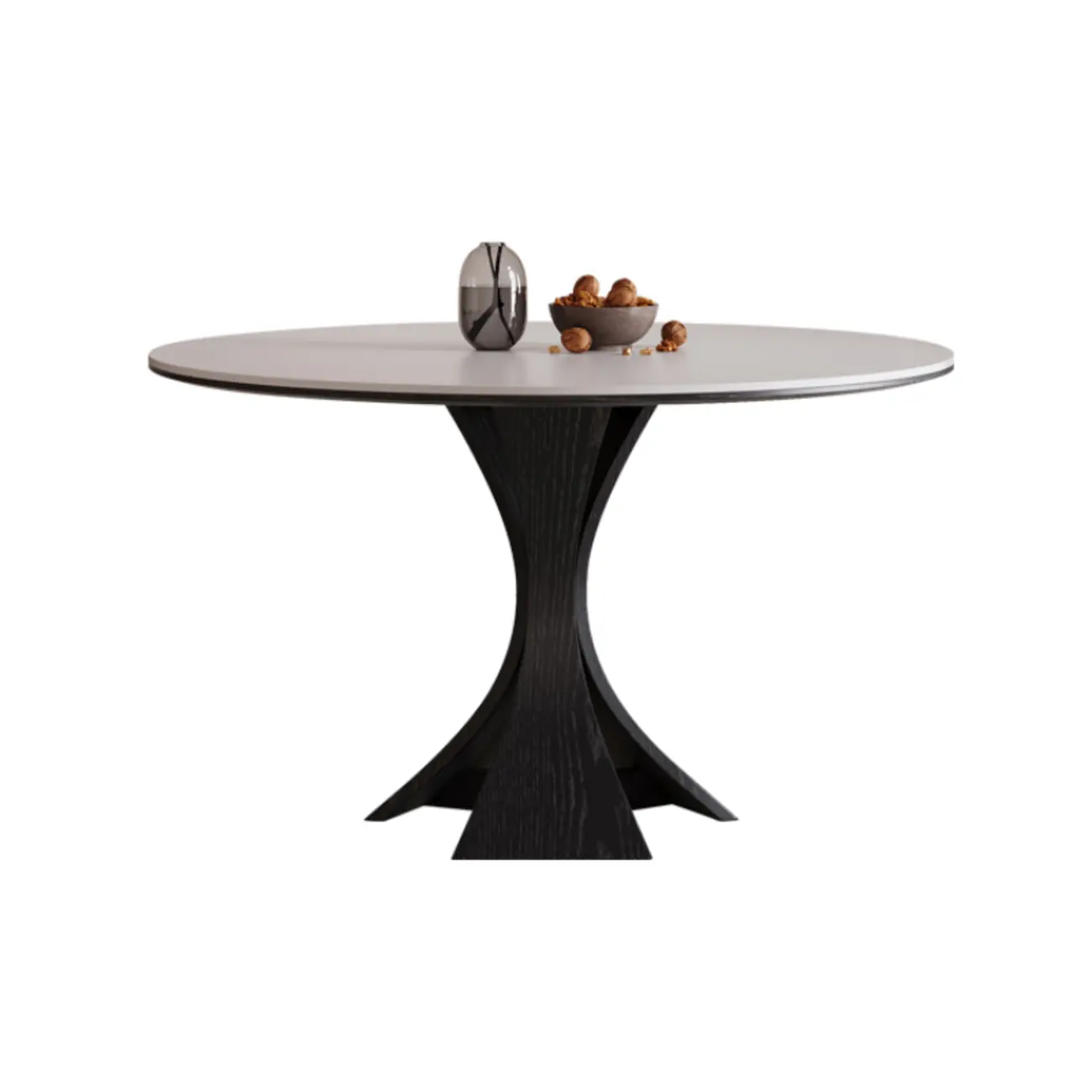 Modern Simple Black Wood Round Dining Table Image - 2 | homeyfad