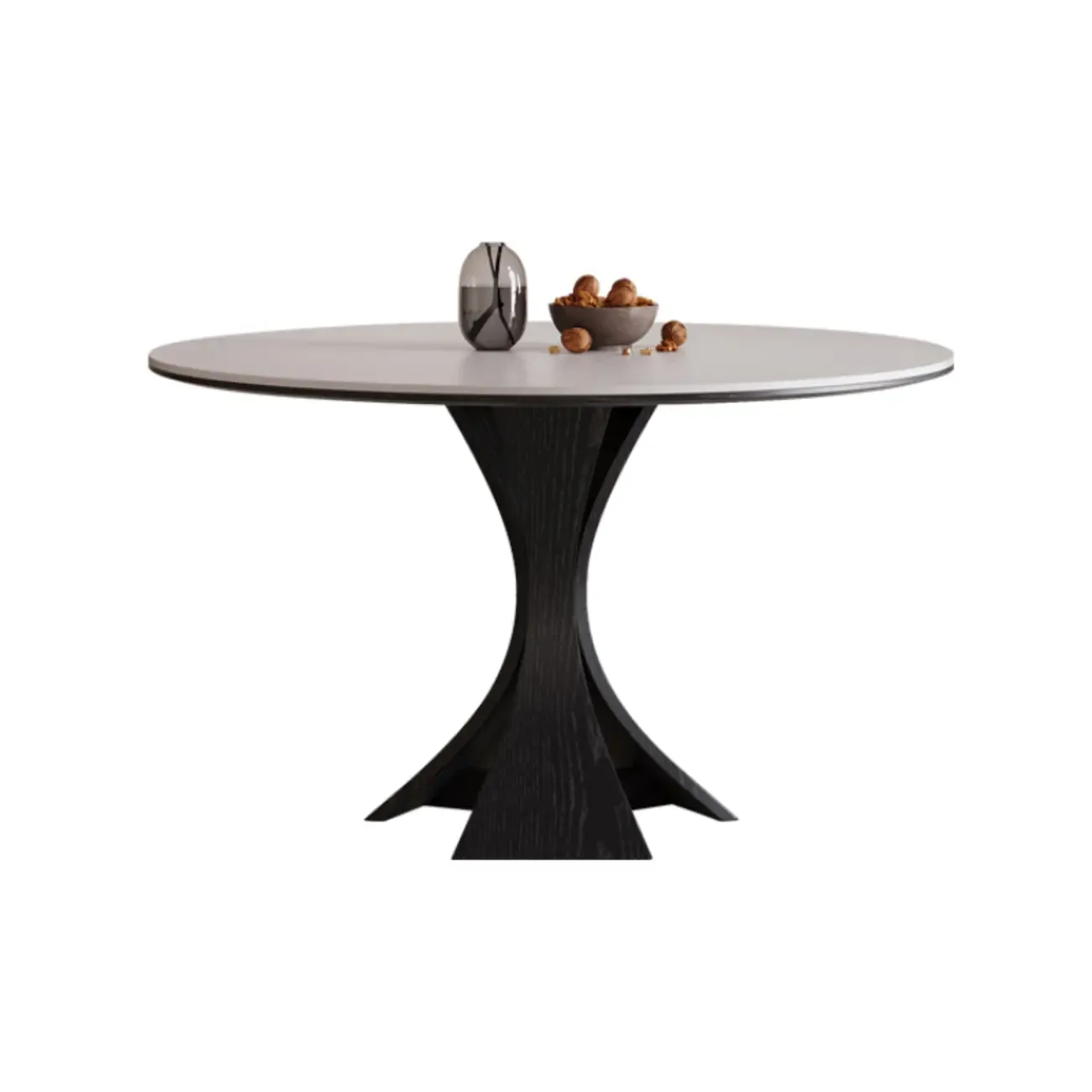 Modern Simple Black Wood Round Dining Table Image - 2