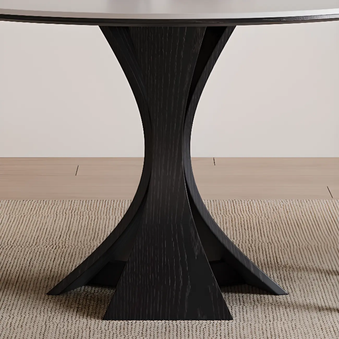 Modern Simple Black Wood Round Dining Table Image - 4 | homeyfad