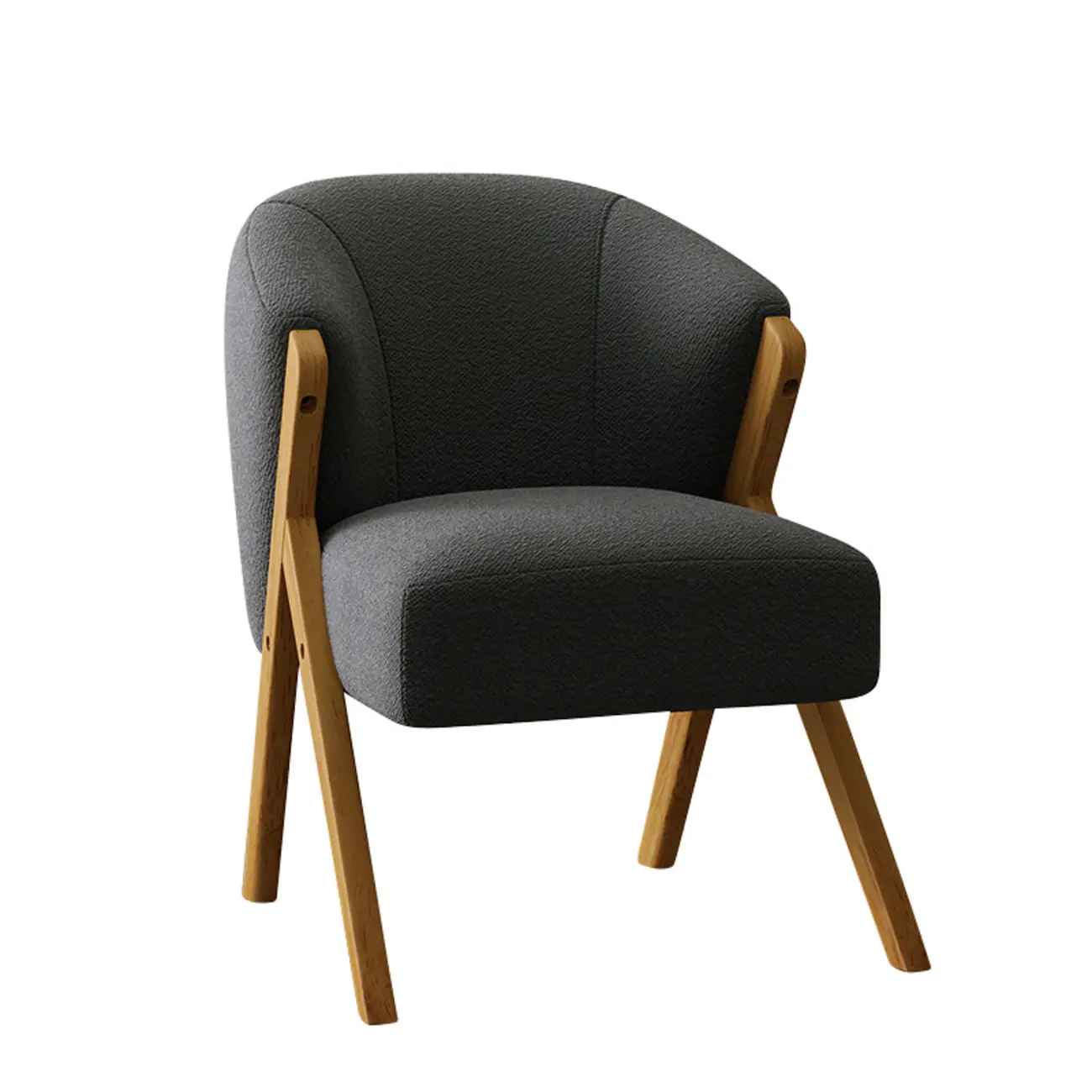 Glam Grey Fabric Accent Chair with Wooden Legs for Living Room Image - 5 | homeyfad