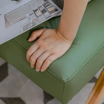 Glam Grey Fabric Accent Chair with Wooden Legs for Living Room Image - 7