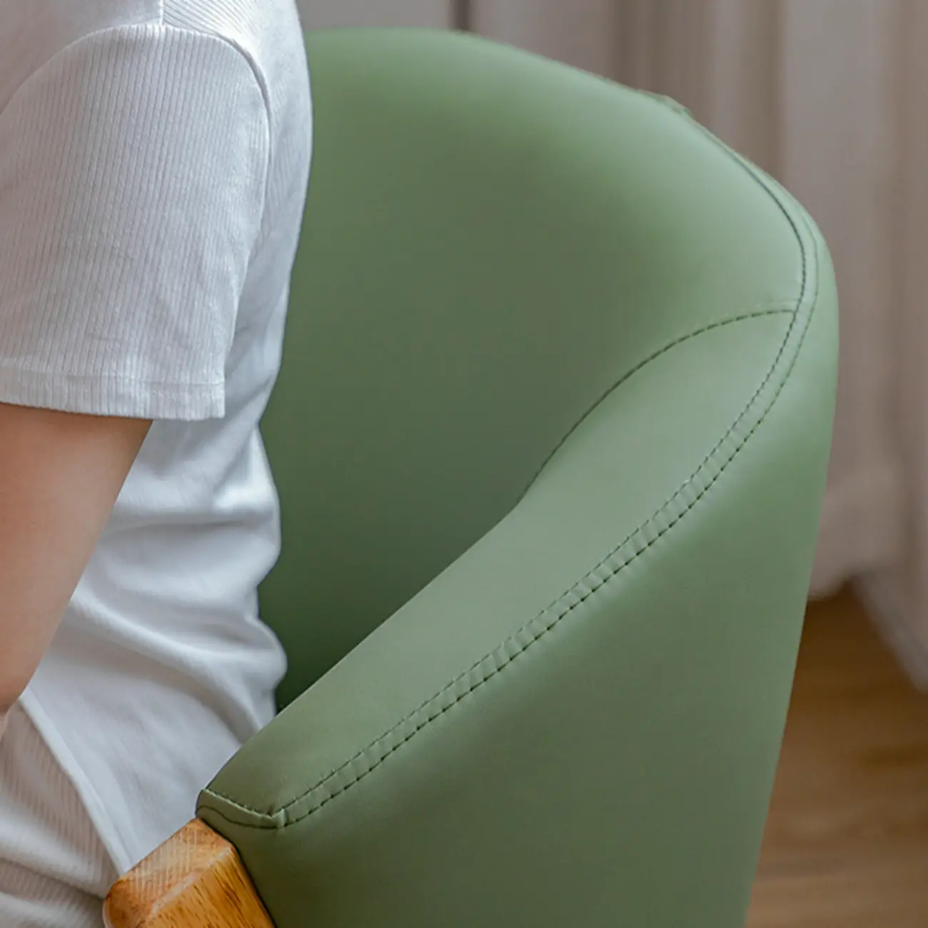 Glam Grey Fabric Accent Chair with Wooden Legs for Living Room Image - 8 | homeyfad