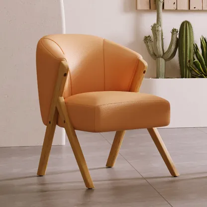 Glam Grey Fabric Accent Chair with Wooden Legs for Living Room Image - 12