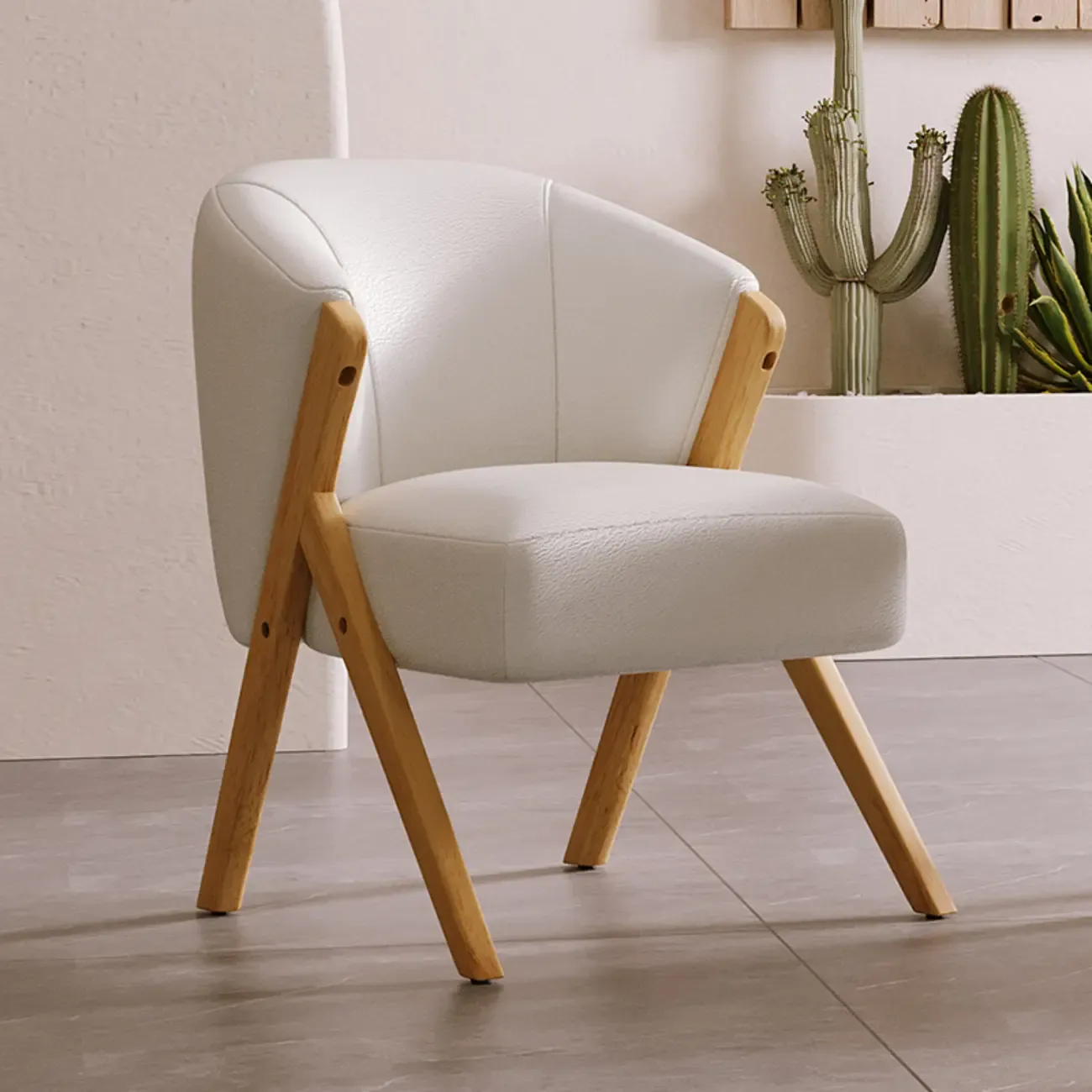 Glam Grey Fabric Accent Chair with Wooden Legs for Living Room Image - 13