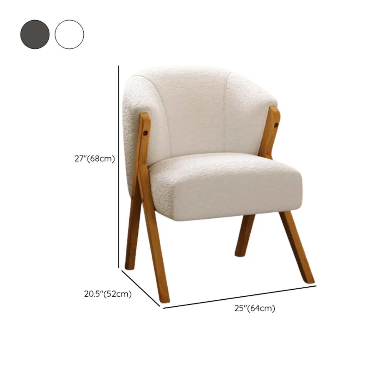 Glam Grey Fabric Accent Chair with Wooden Legs for Living Room #size | homeyfad