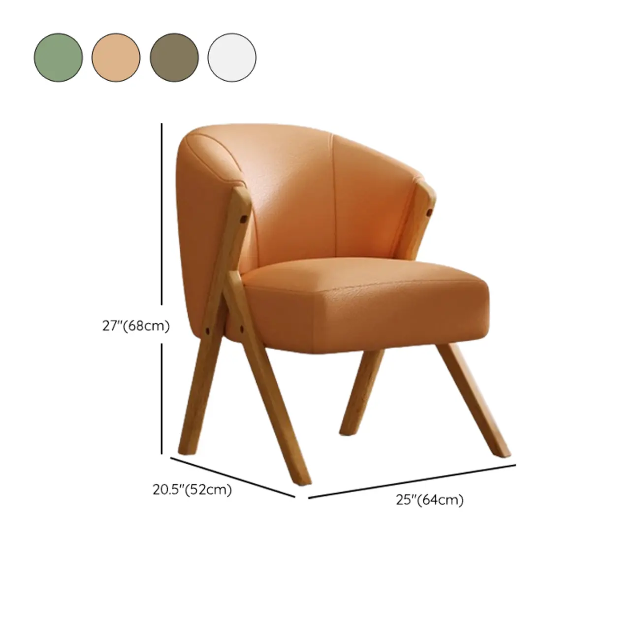 Glam Grey Fabric Accent Chair with Wooden Legs for Living Room Image - 16 | homeyfad