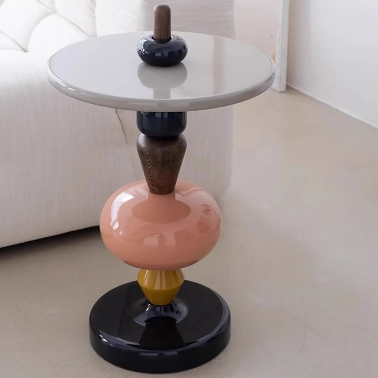 Colorful Round Fiberglass Stacked Accent Table Image - 1 | homeyfad