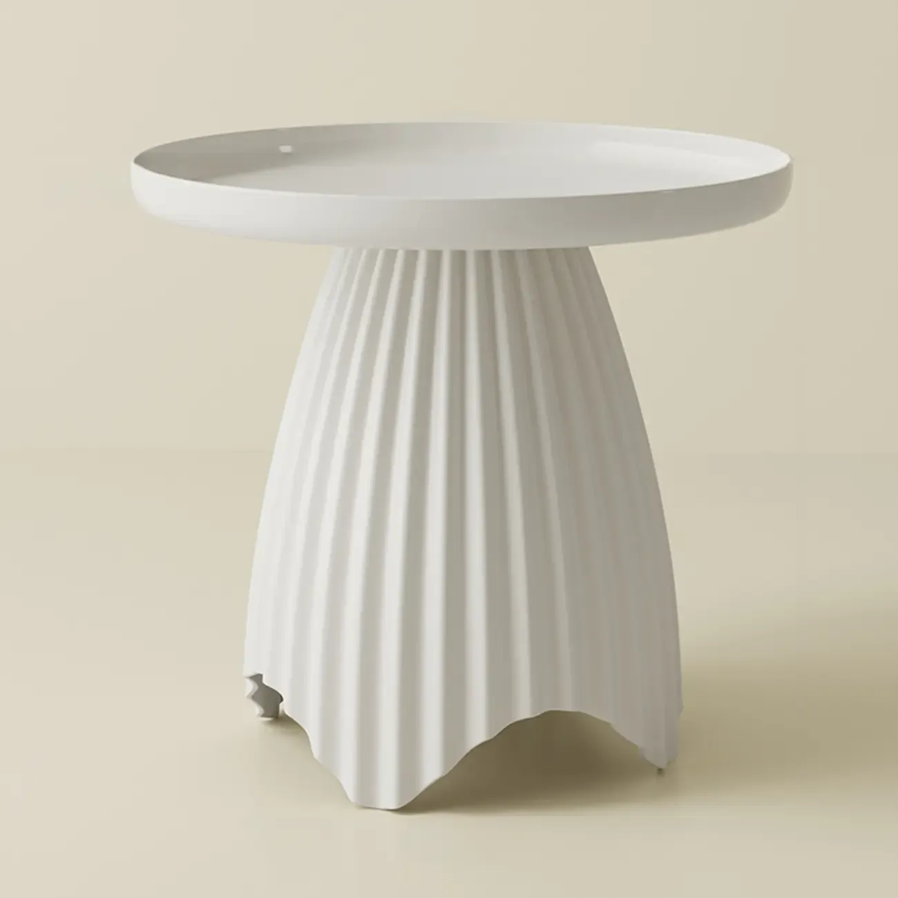 Scandinavian Plastic Round End Table with Tray Top for Bedroom Image - 4