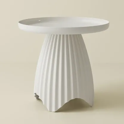 Scandinavian Plastic Round End Table with Tray Top for Bedroom Image - 4