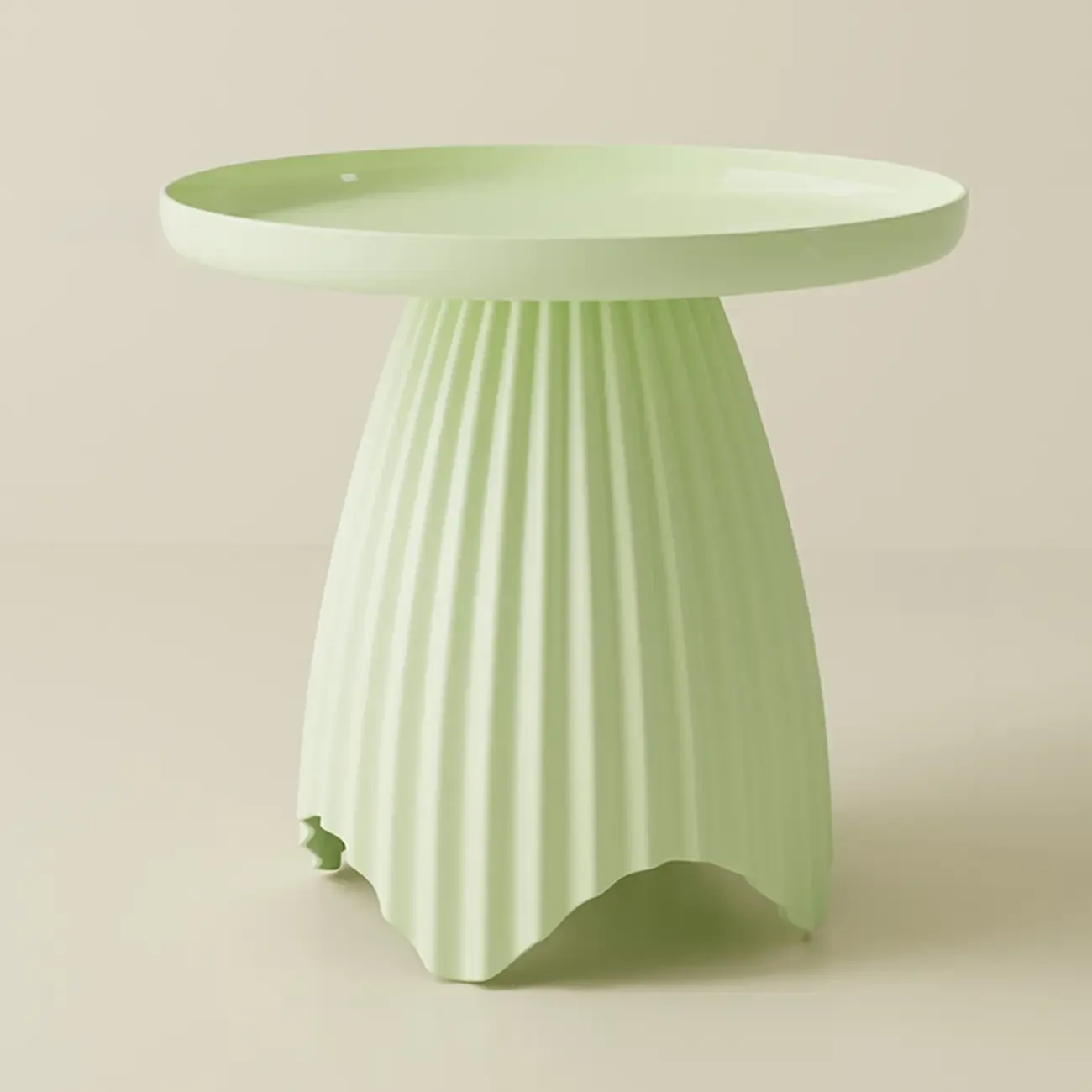 Scandinavian Plastic Round End Table with Tray Top for Bedroom Image - 5