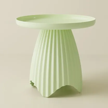 Scandinavian Plastic Round End Table with Tray Top for Bedroom Image - 5