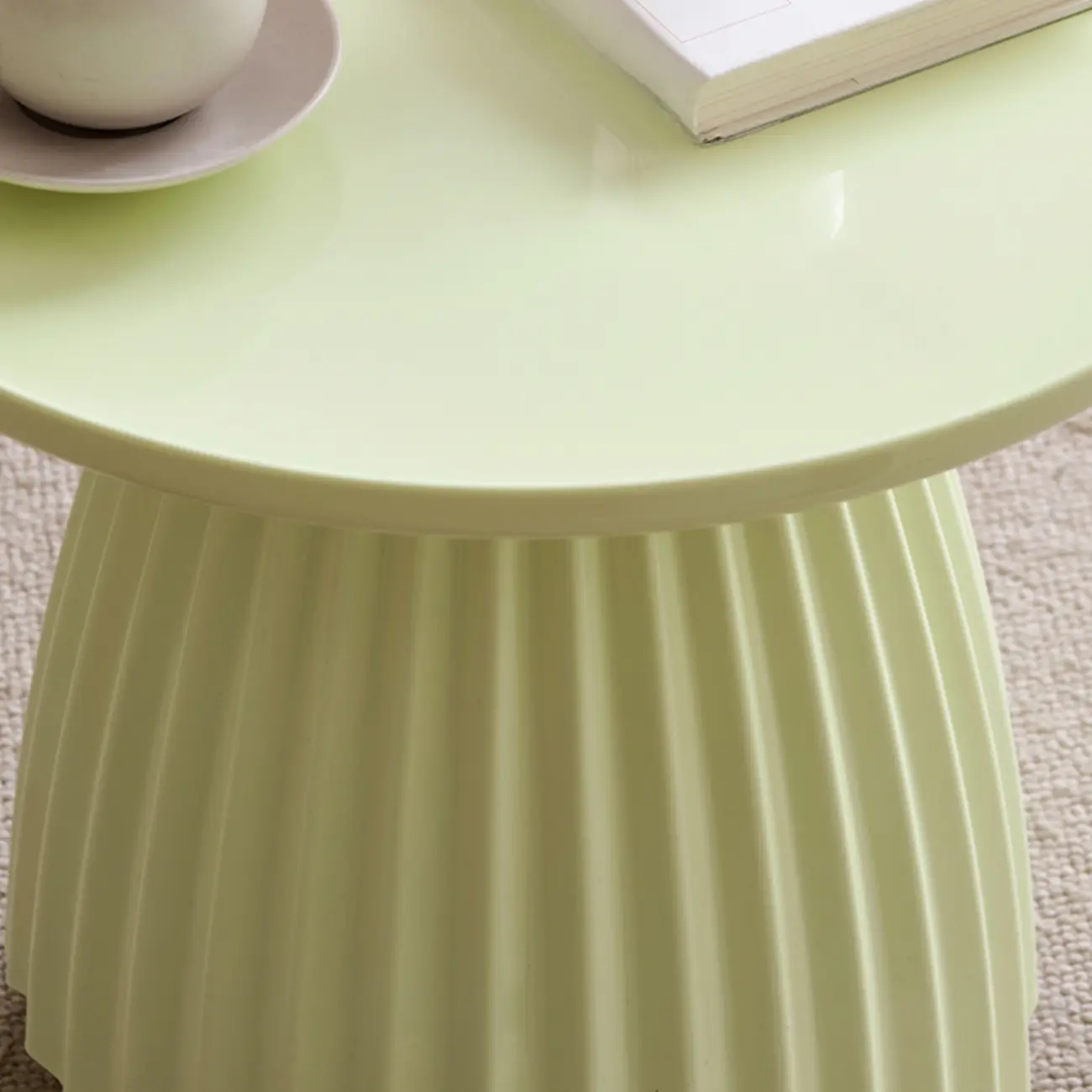 Scandinavian Plastic Round End Table with Tray Top for Bedroom Image - 8 | homeyfad