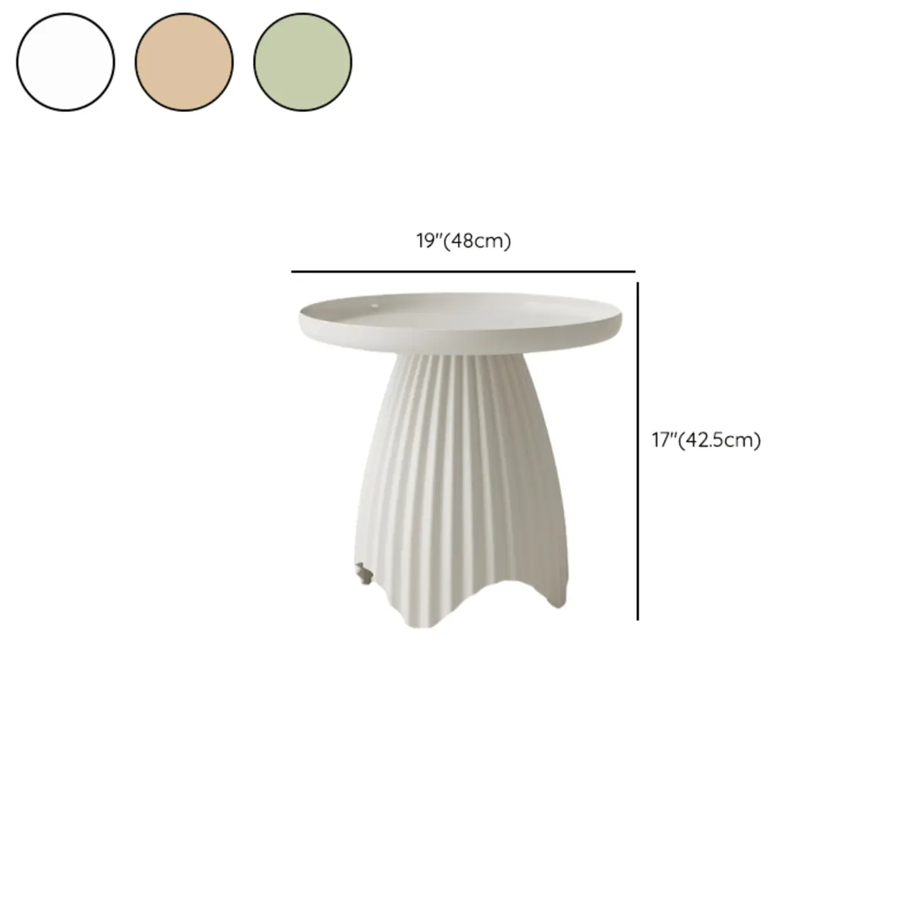 Scandinavian Plastic Round End Table with Tray Top for Bedroom #size | homeyfad