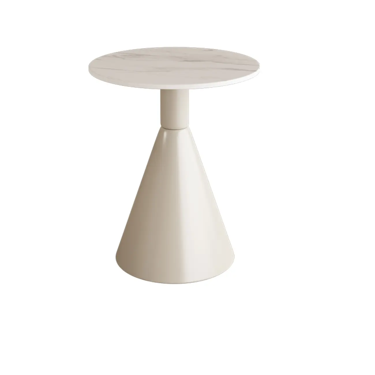 Modish Stone Round End Table with Metal Base Image - 4 | homeyfad