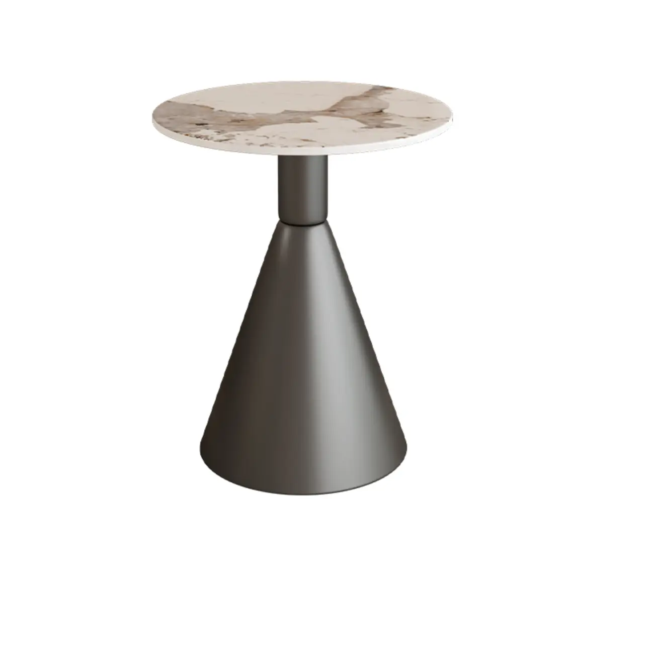 Modish Stone Round End Table with Metal Base Image - 7 | homeyfad