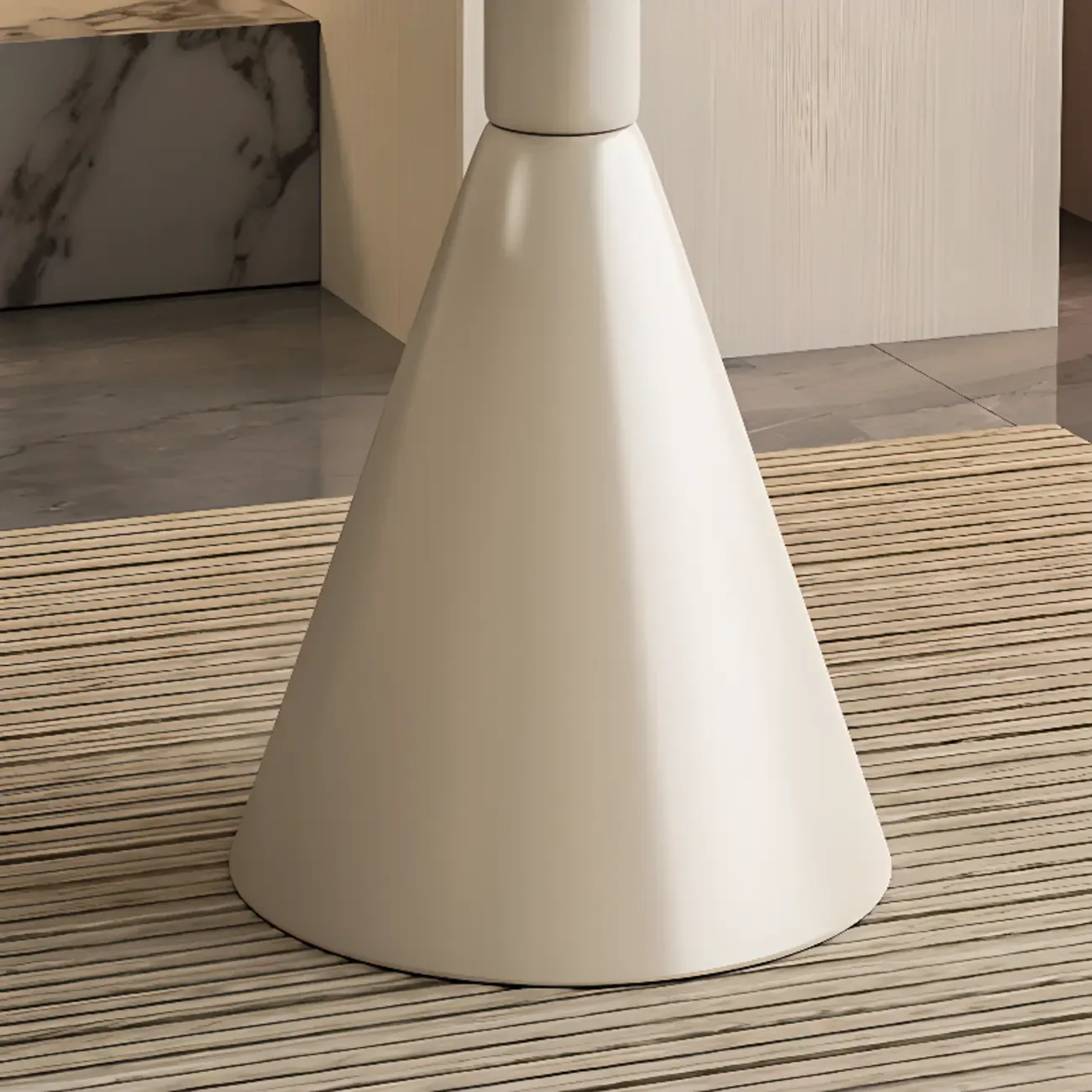 Modish Stone Round End Table with Metal Base Image - 10