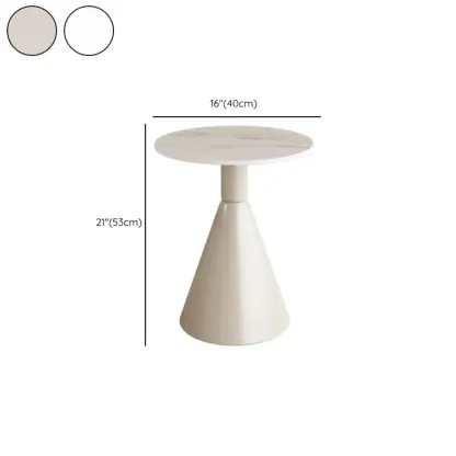 Modish Stone Round End Table with Metal Base #size