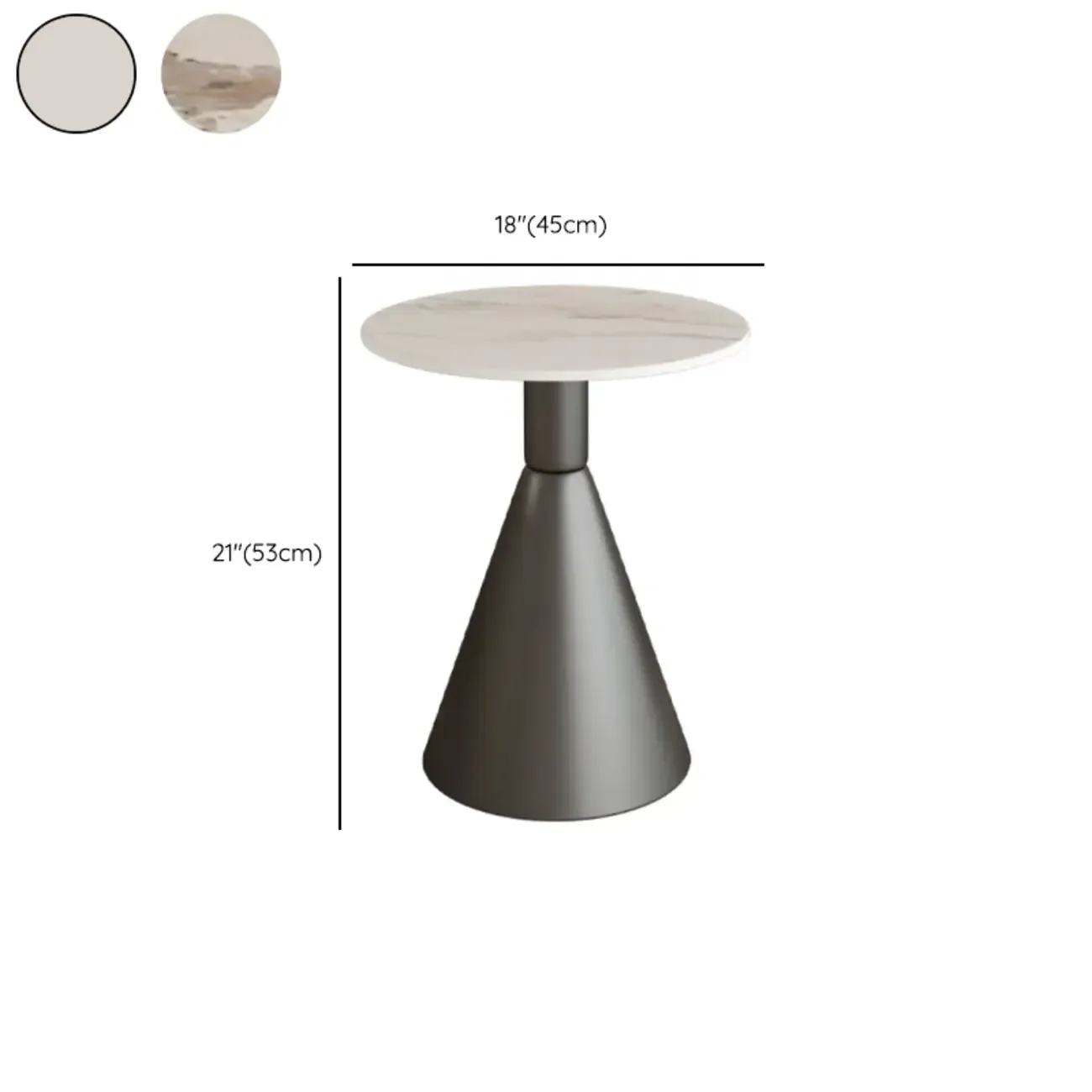 Modish Stone Round End Table with Metal Base Image - 15