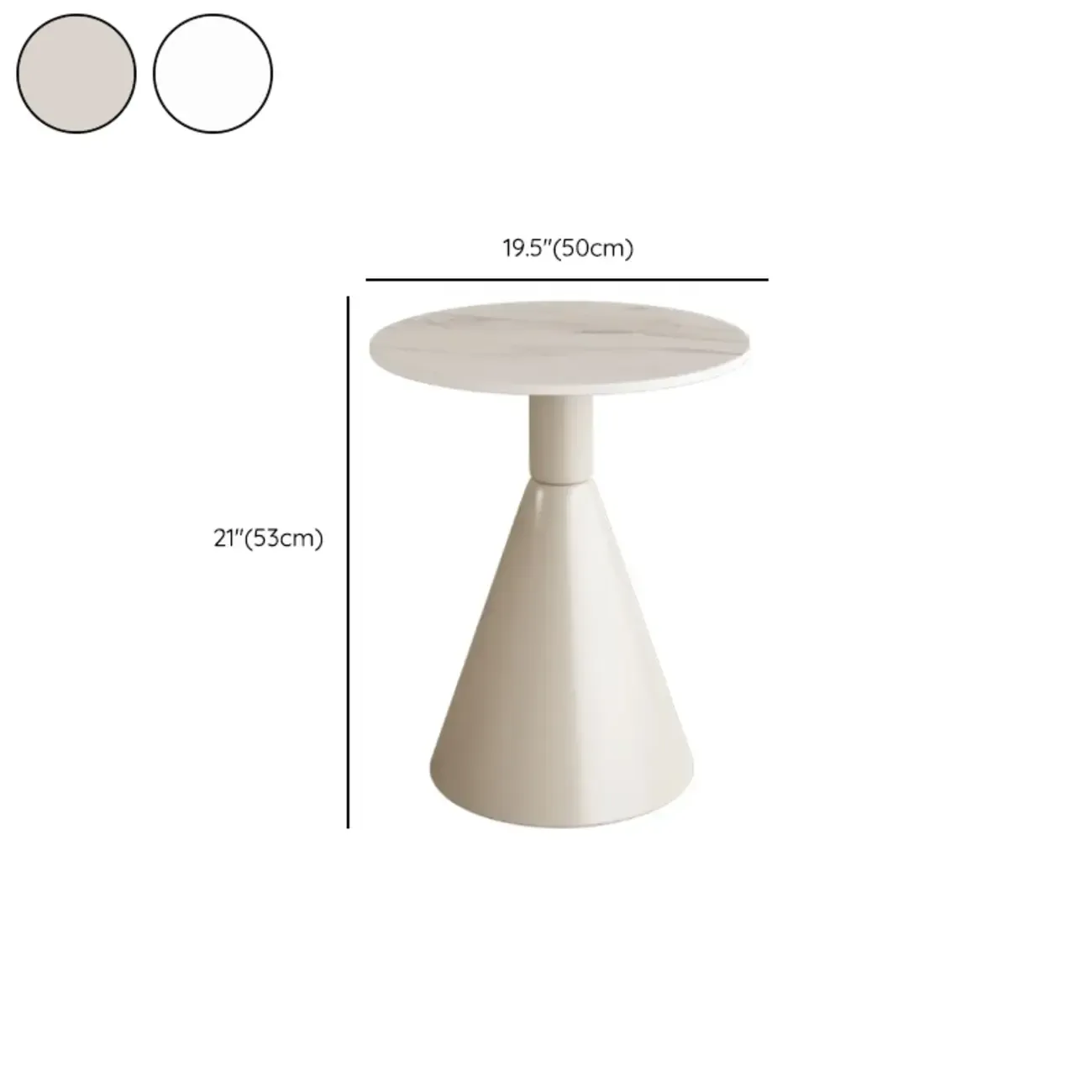 Modish Stone Round End Table with Metal Base Image - 16