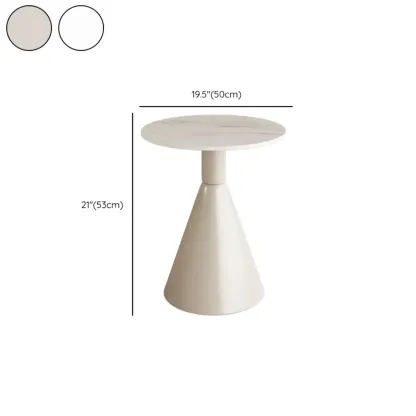 Modish Stone Round End Table with Metal Base Image - 16