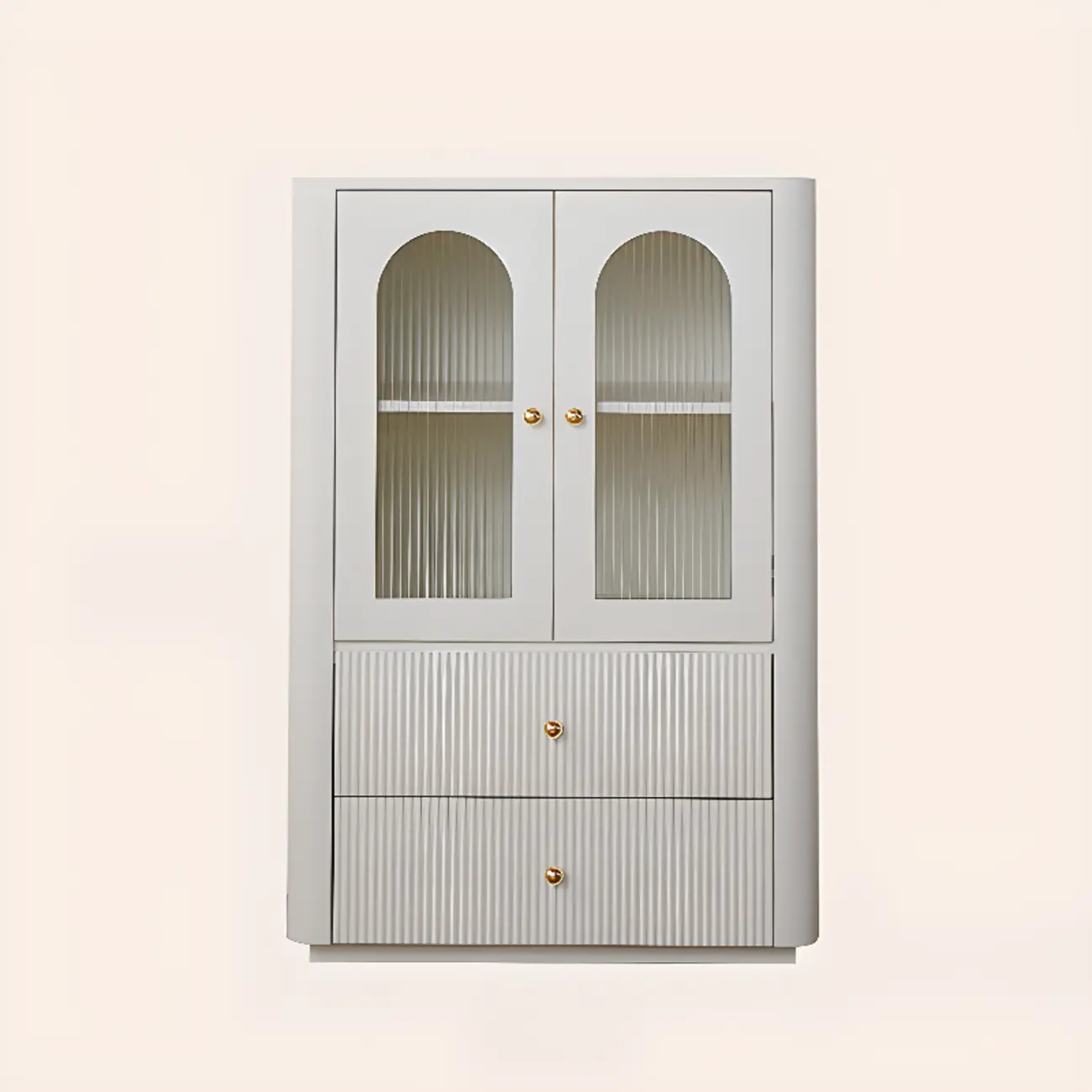 Modern Wooden Glass-panel White Utility Storage Cabinet Image - 2 | homeyfad