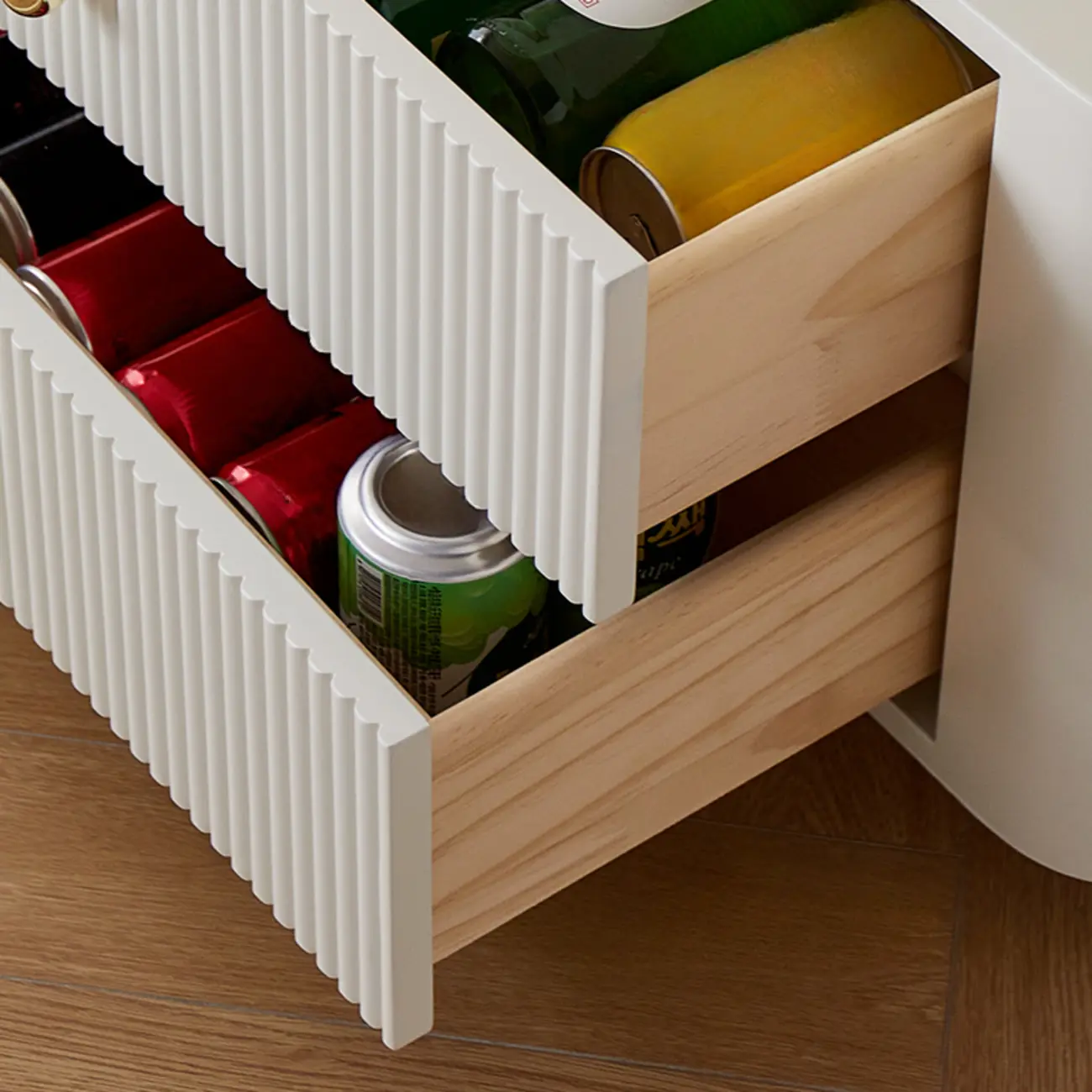 Modern Wooden Glass-panel White Utility Storage Cabinet Image - 9 | homeyfad