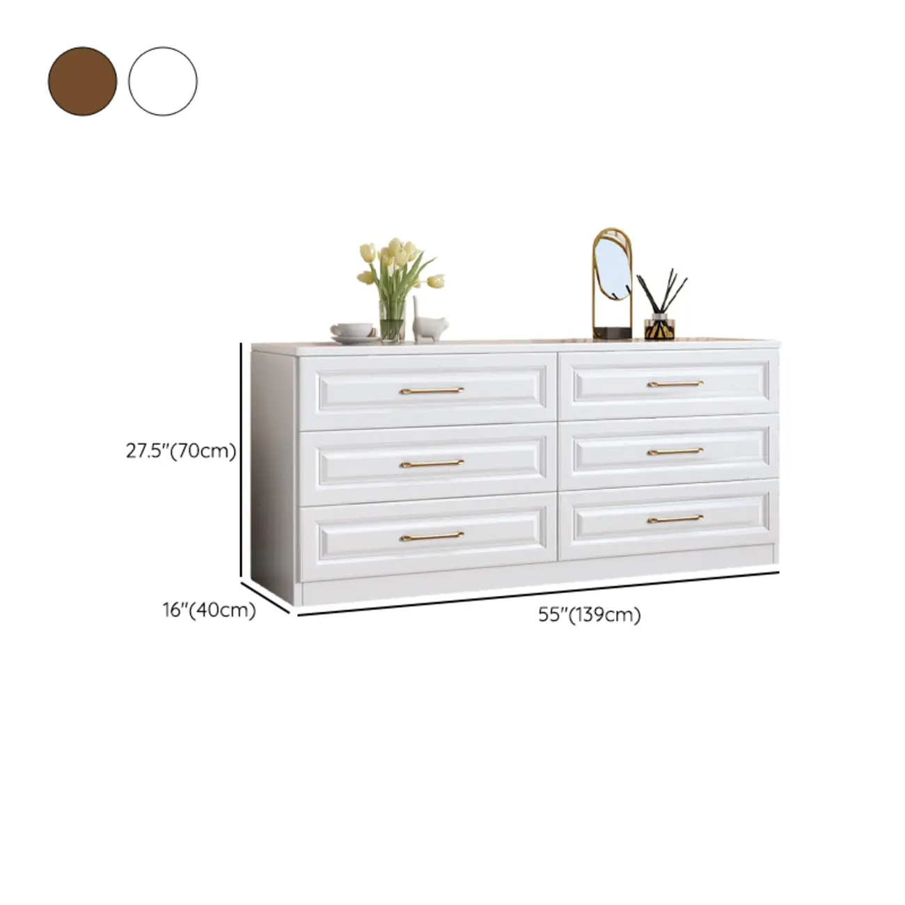 Modern Elegant White Wood Gold Handle Storage Cabinet Image - 20 | homeyfad