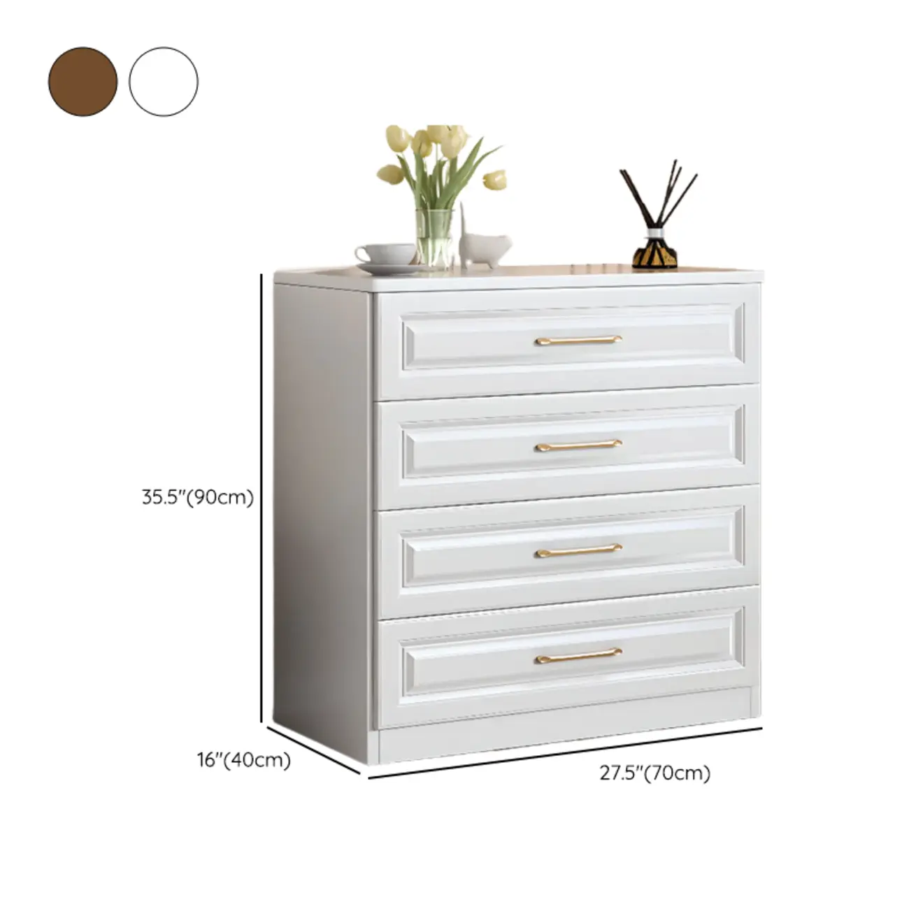 Modern Elegant White Wood Gold Handle Storage Cabinet Image - 21 | homeyfad