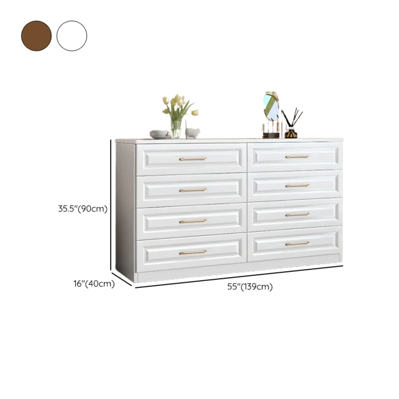 Modern Elegant White Wood Gold Handle Storage Cabinet Image - 24 | homeyfad