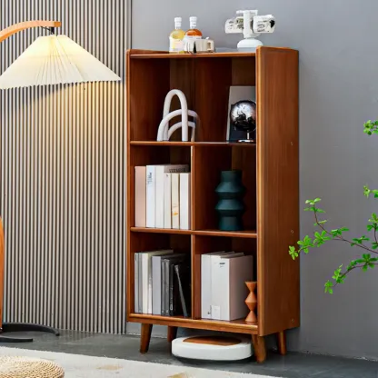 Brown Horizontal Cocoa Rectangular 4-Tier Wood Bookcase Image - 3