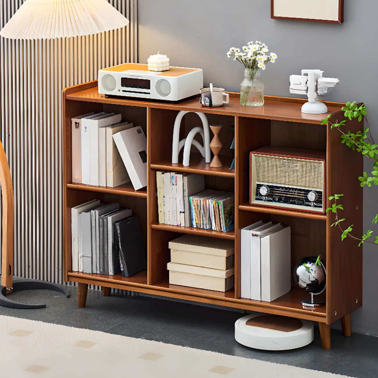 Brown Horizontal Cocoa Rectangular 4-Tier Wood Bookcase Image - 4 | homeyfad