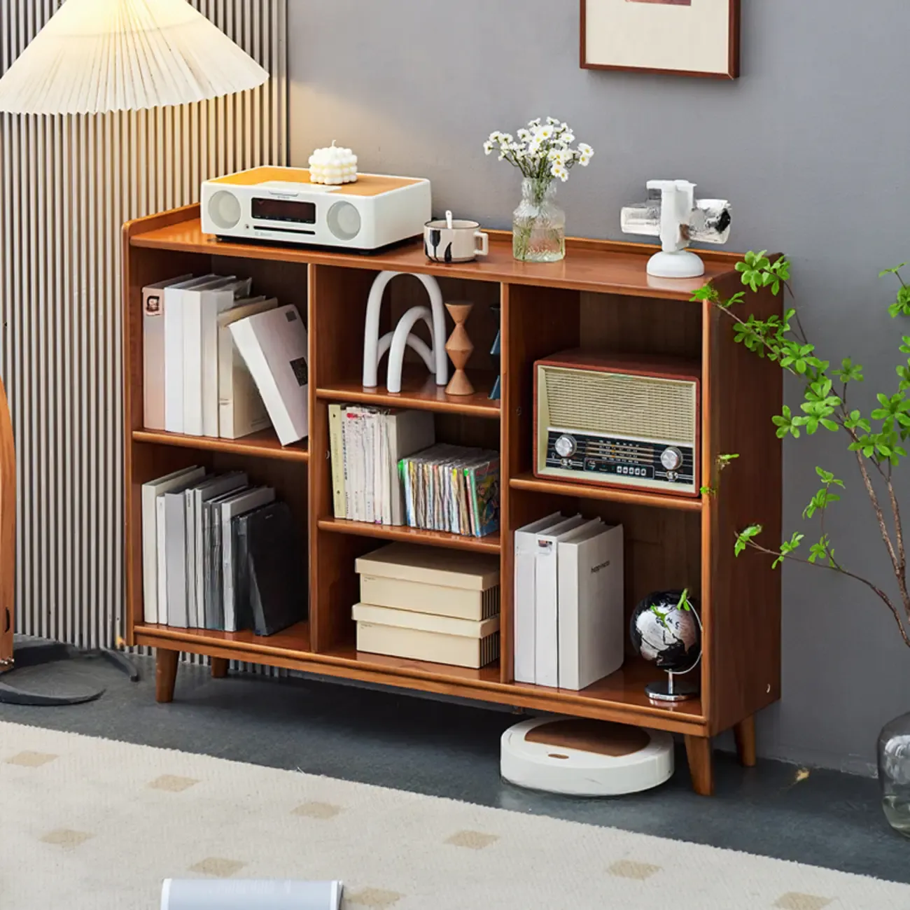 Brown Horizontal Cocoa Rectangular 4-Tier Wood Bookcase Image - 5