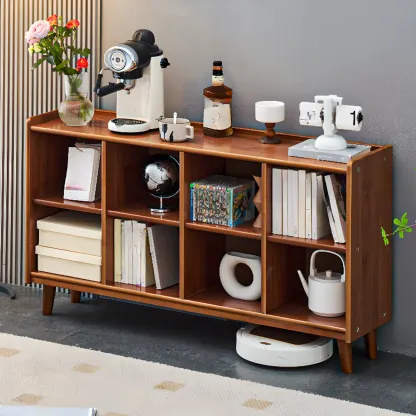 Brown Horizontal Cocoa Rectangular 4-Tier Wood Bookcase Image - 6