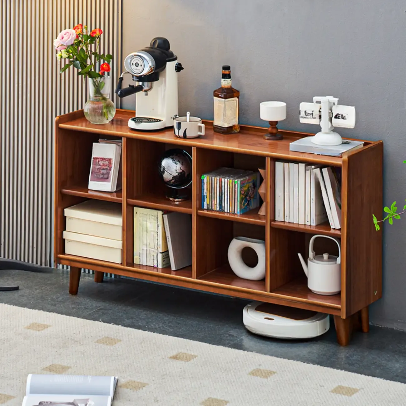 Brown Horizontal Cocoa Rectangular 4-Tier Wood Bookcase Image - 7