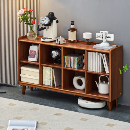 Brown Horizontal Cocoa Rectangular 4-Tier Wood Bookcase Image - 7