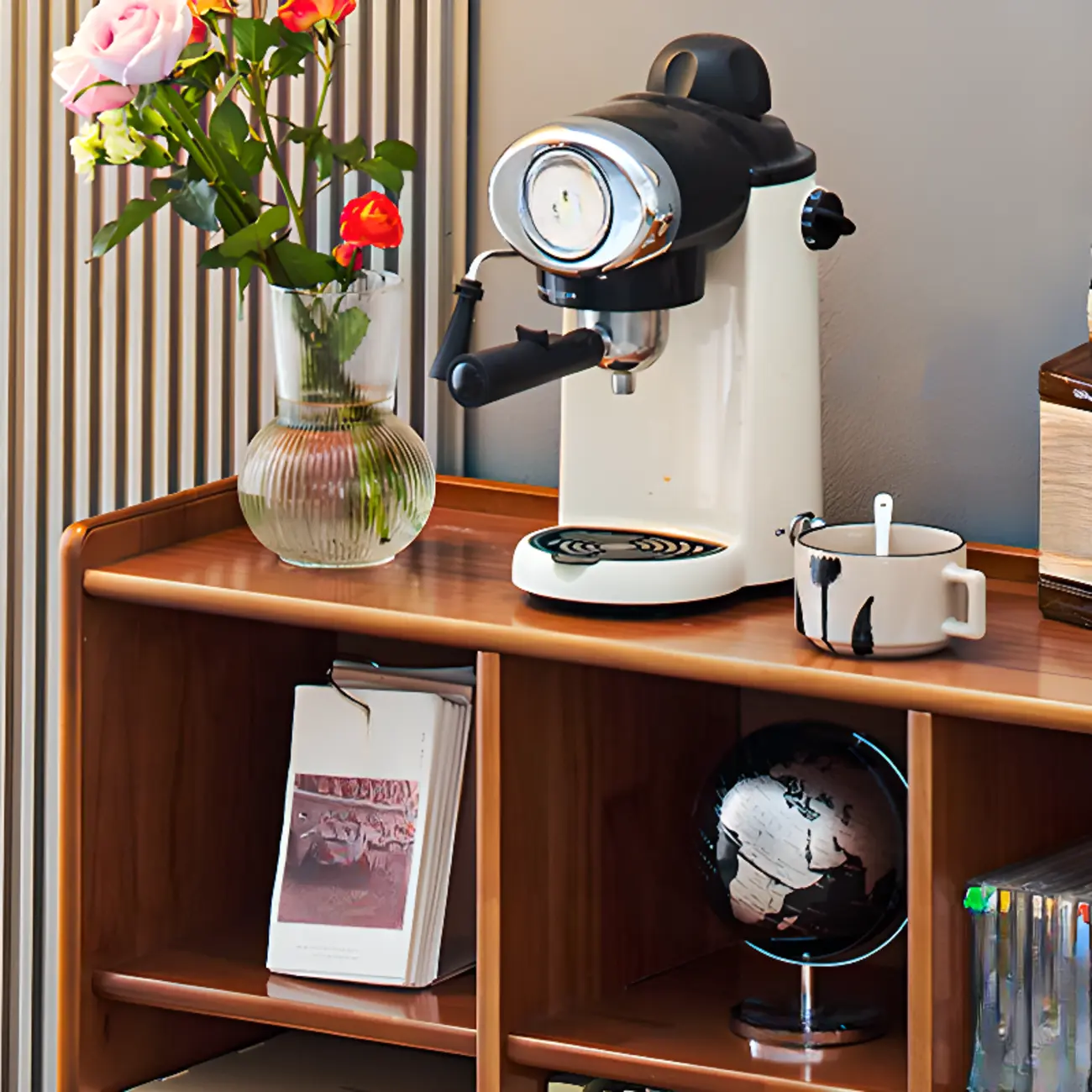 Brown Horizontal Cocoa Rectangular 4-Tier Wood Bookcase Image - 8 | homeyfad