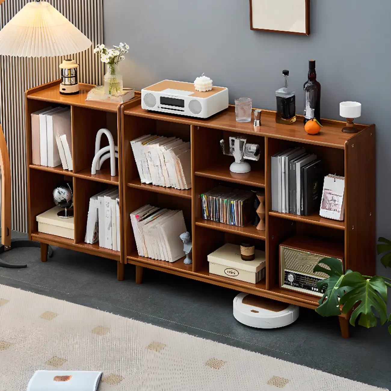 Brown Horizontal Cocoa Rectangular 4-Tier Wood Bookcase Image - 10