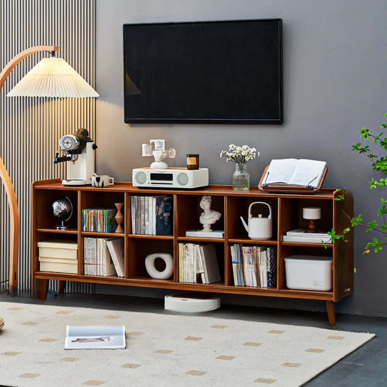 Brown Horizontal Cocoa Rectangular 4-Tier Wood Bookcase Image - 11