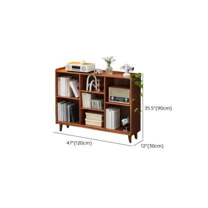 Brown Horizontal Cocoa Rectangular 4-Tier Wood Bookcase #size