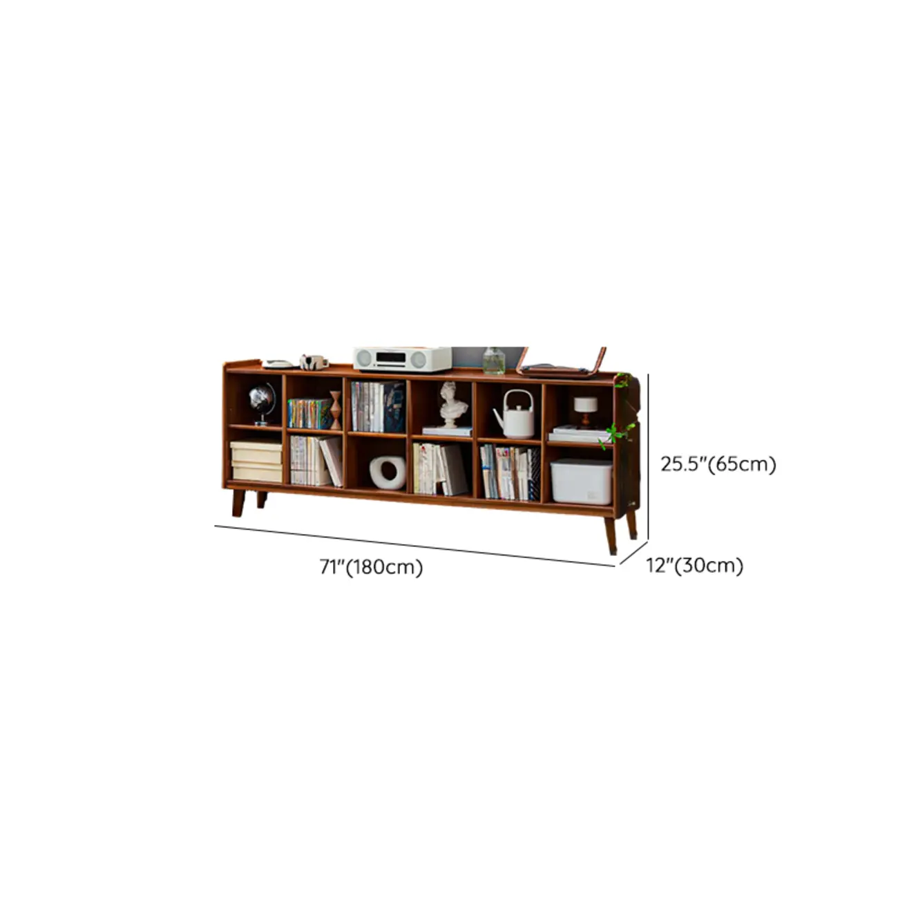 Brown Horizontal Cocoa Rectangular 4-Tier Wood Bookcase Image - 15 | homeyfad