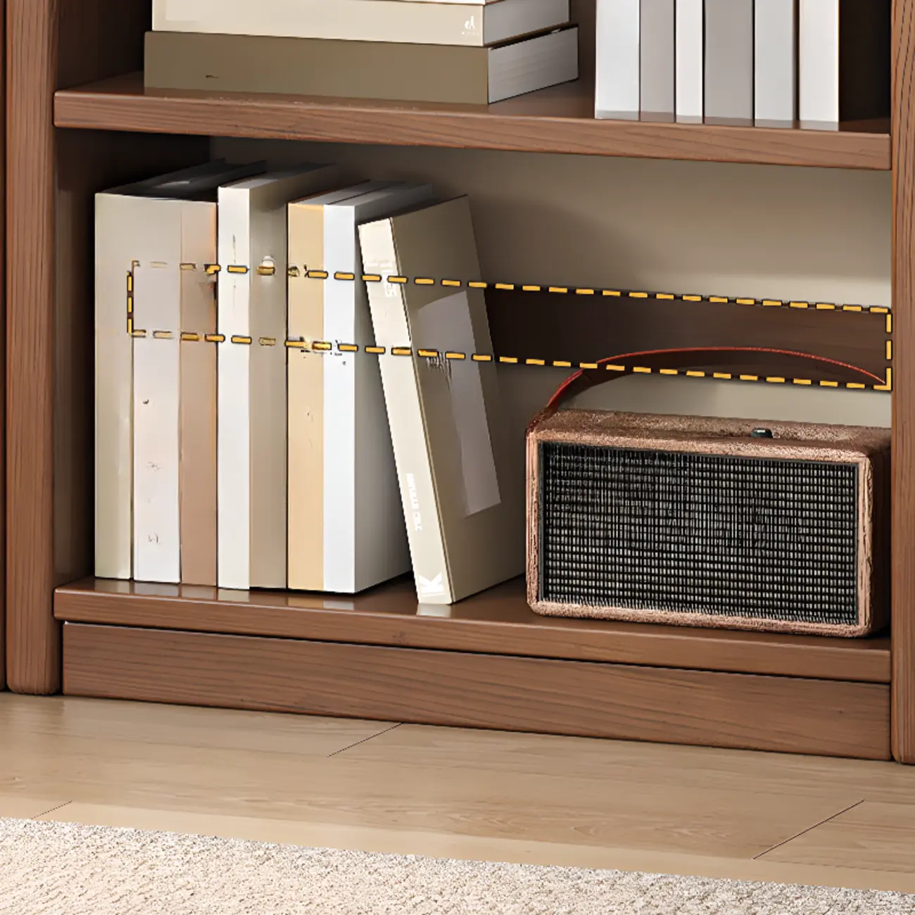 Rectangle Multi-Shelf Open Back Brown Wood Bookcase Image - 6 | homeyfad