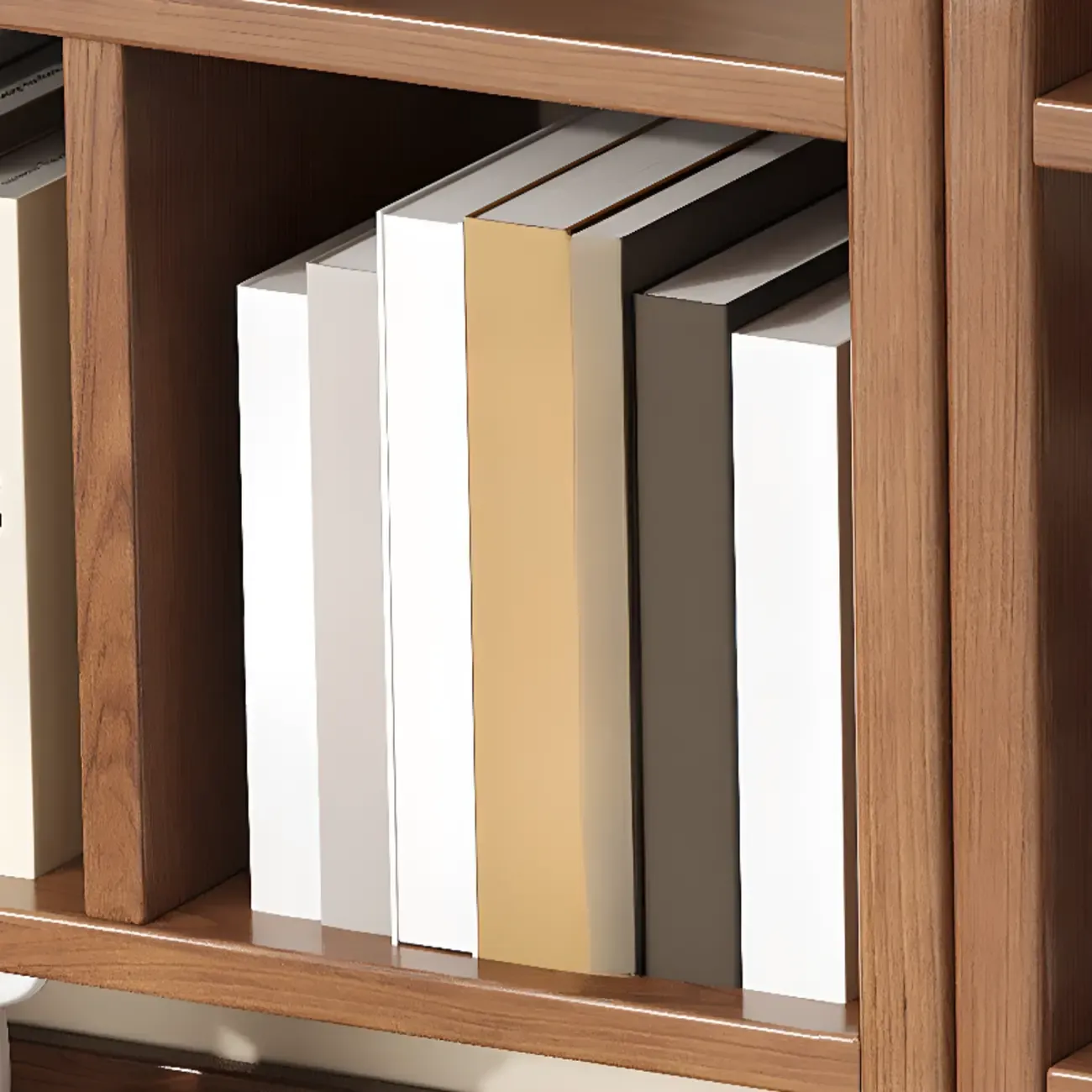 Rectangle Multi-Shelf Open Back Brown Wood Bookcase Image - 7