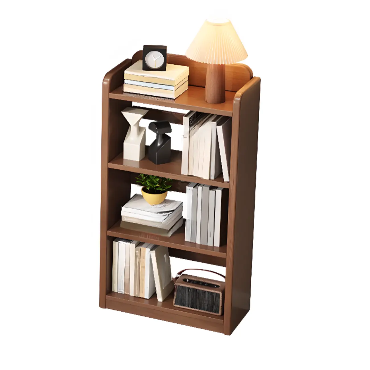 Rectangle Multi-Shelf Open Back Brown Wood Bookcase Image - 11 | homeyfad