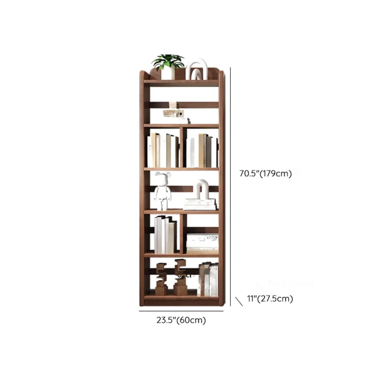 Rectangle Multi-Shelf Open Back Brown Wood Bookcase Image - 16 | homeyfad