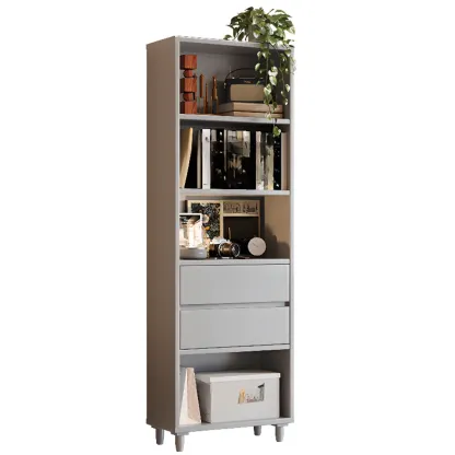 Spacious Versatile Vertical Brown Wood Bookcase with Drawers Image - 6