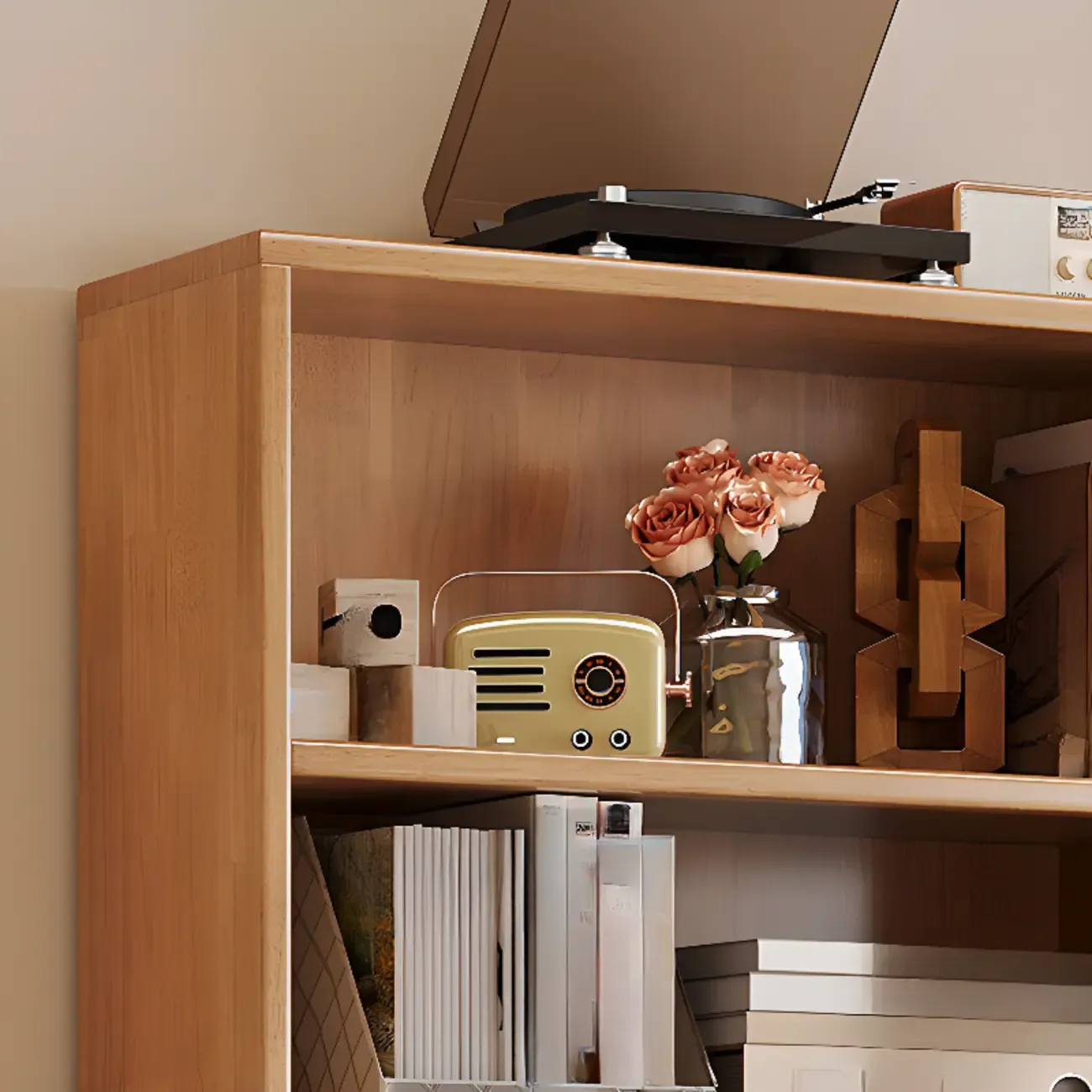 Spacious Versatile Vertical Brown Wood Bookcase with Drawers Image - 14