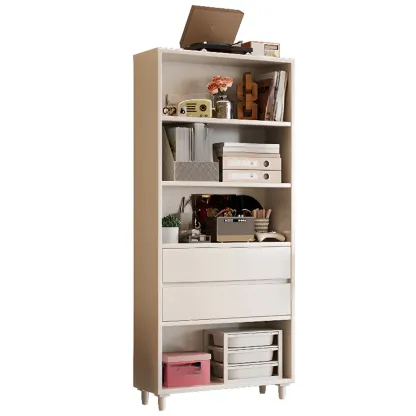 Spacious Versatile Vertical Brown Wood Bookcase with Drawers Image - 15