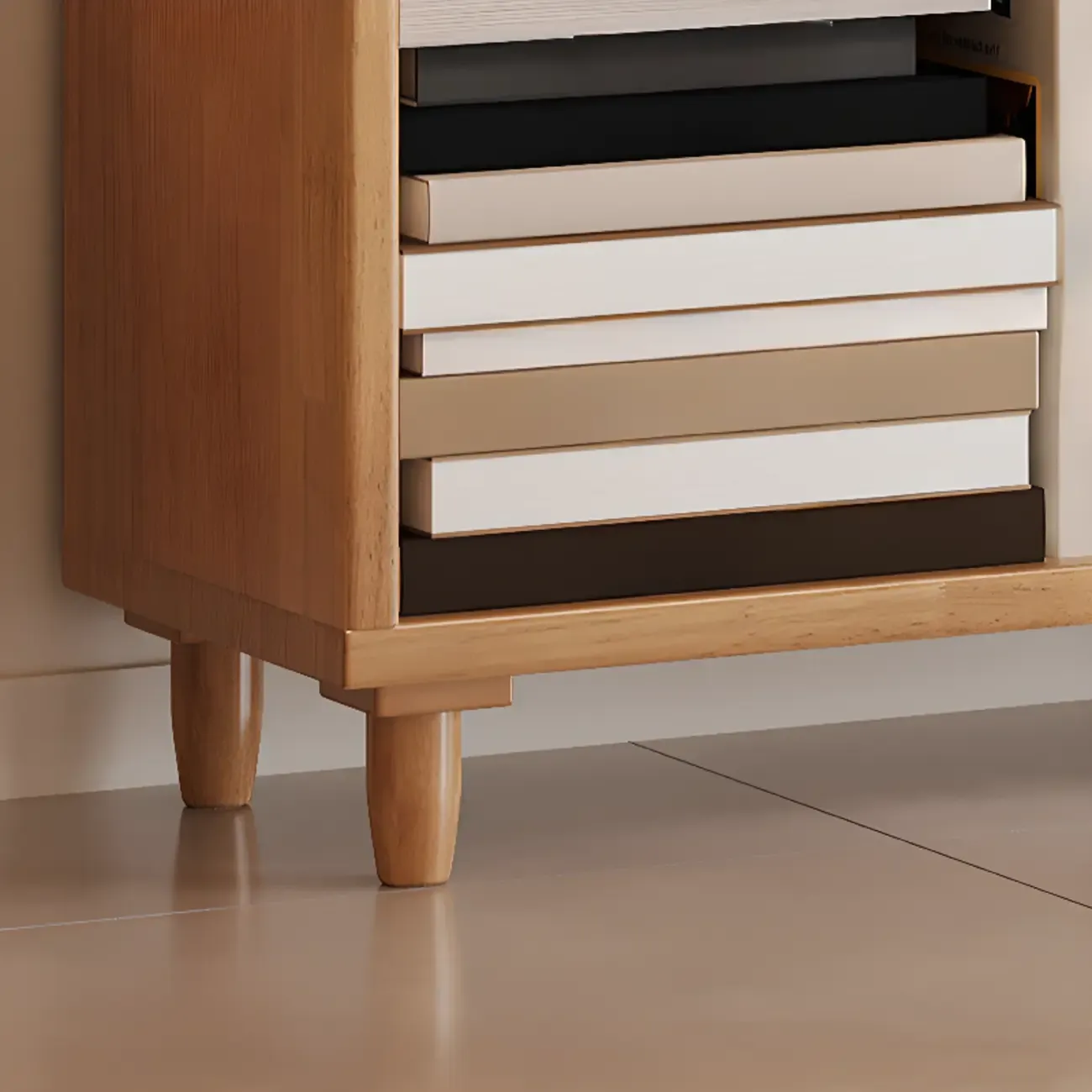 Spacious Versatile Vertical Brown Wood Bookcase with Drawers Image - 16