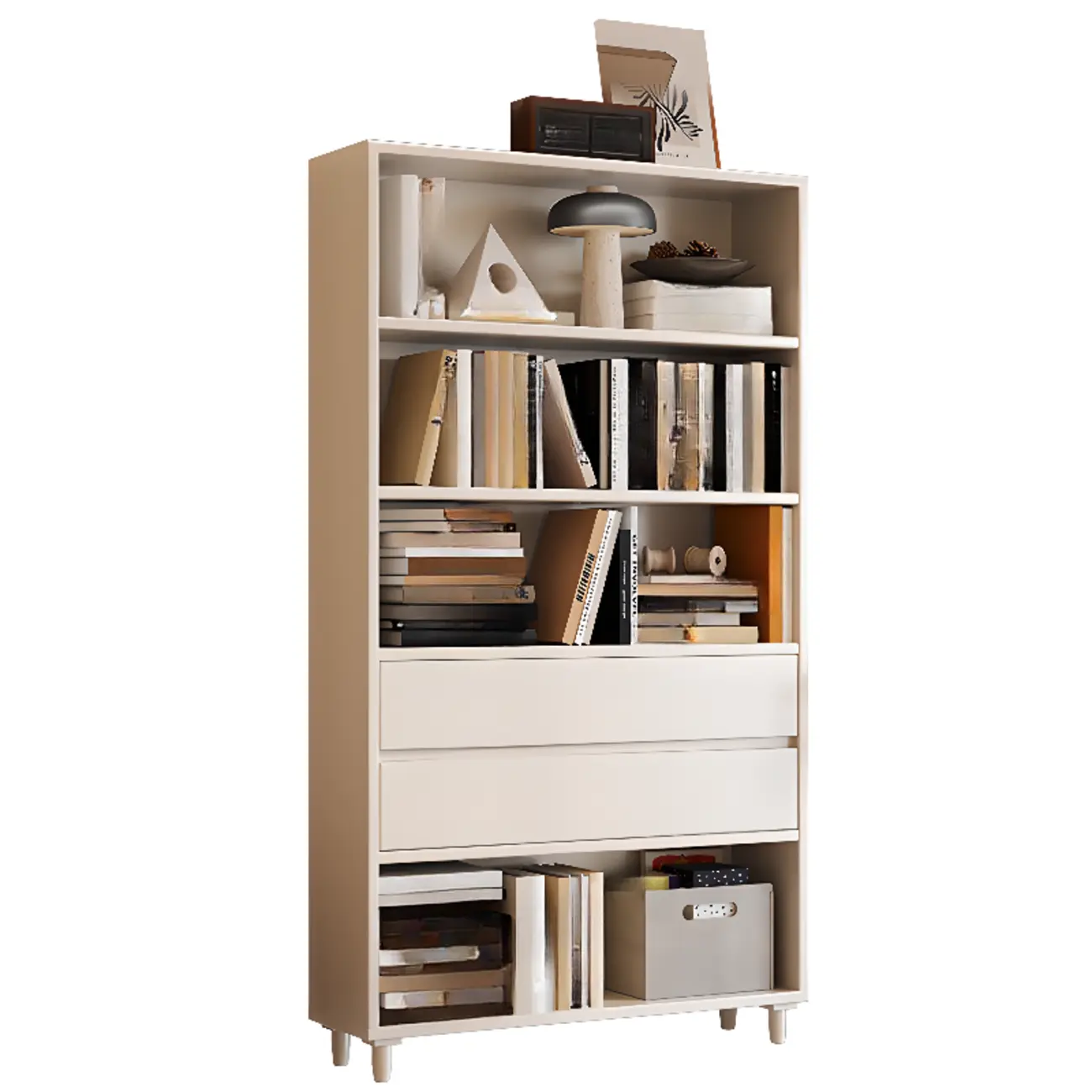 Spacious Versatile Vertical Brown Wood Bookcase with Drawers Image - 21 | homeyfad