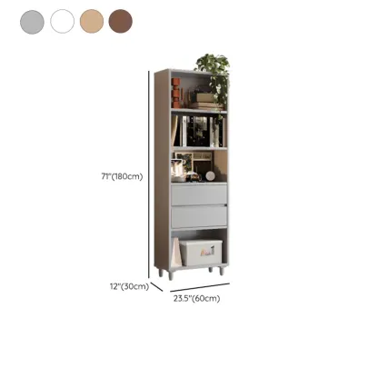 Spacious Versatile Vertical Brown Wood Bookcase with Drawers #size
